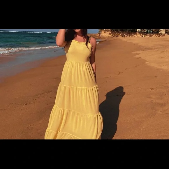 pale yellow long flowy dresses Blake Lively Inspired Yellow Chiffon Formal Prom Dress – LausenCrafts main image 1